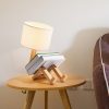 Modern Wooden LED Table Lamp with Fabric Shade